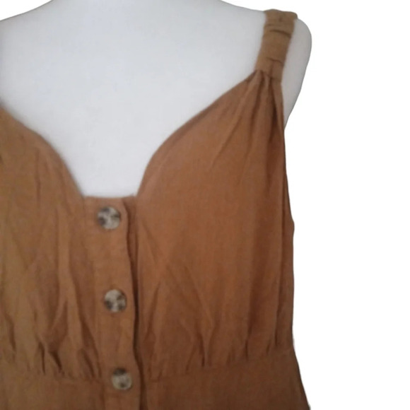 Lulu's Meant For Greatness Cotton Blend Button Front Tan Mini Dress Size XL - Picture 8 of 12